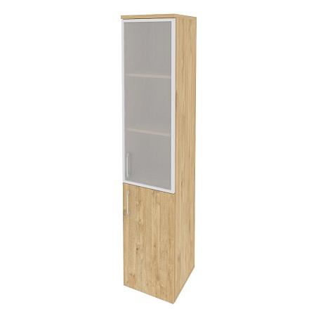 Шкаф высокий узкий правый (1 низкий фасад ЛДСП + 1 средний фасад стекло в раме) O.SU-1.2R(R)