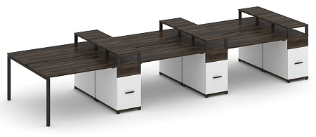 Рабочая станция на 6 мест с шестью опорными тумбами CN.DRS-478 B/W
