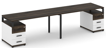 Рабочая станция на 2 места с двумя опорными тумбами CN.ORS-320 B/W