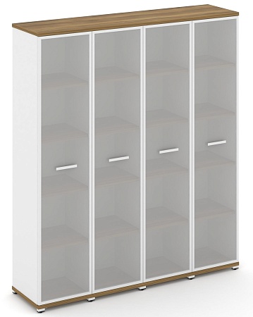 Шкаф четыре узкие секции, 5 ниш (5 фасадов стекло белое матовое в раме, 5 ниш) CN.STU-548 RM B/W