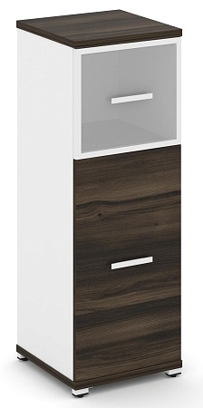 Шкаф одна узкая секция, 3 ниши (фасад ЛДСП 2 ниши + фасад стекло стело белое матовое в раме, 1 ниша) CN.STU-314 RM B/W