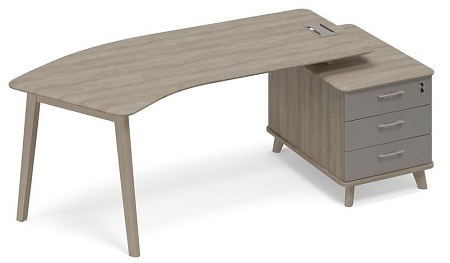 Стол руководителя правый тумба малая (тип 5) WOOD эргономичный ТМ В2 130