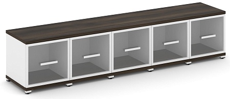 Шкаф пять узких секций, 1 ниша (5 фасадов стекло прозрачное в раме, 1 ниша) CN.STU-153 RP B/W