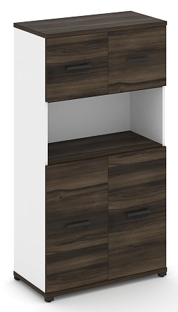 Шкаф две широкие секции, 4 ниши (2 фасада ЛДСП, 2 ниши + 2 фасада ЛДСП, 1 ниша) CN.STS-415  B/W