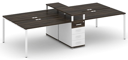 Рабочая станция на 6 мест с четыремя опорными тумбами CN.DRS-435 B/W