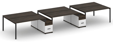 Рабочая станция на 6 мест с двумя двухсторонними опорными тумбами CN.DRS-340 B/W