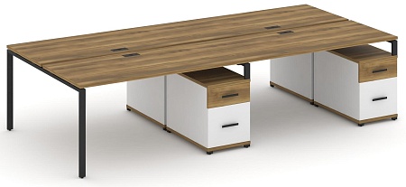 Рабочая станция на 4 места с двумя двухсторонними опорными тумбами CN.DRS-324 B/W