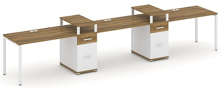 Рабочая станция на 3 места с двумя опорными тумбами CN.ORS-454 B/W