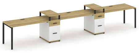 Рабочая станция на 3 места с двумя опорными тумбами CN.ORS-455 B/W
