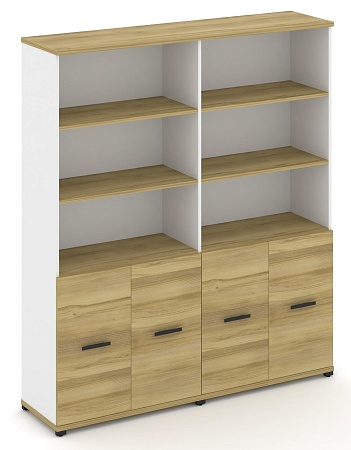 Шкаф две широкие секции, 5 ниш (4 фасада ЛДСП, 2 ниши) CN.STS-521 B/W