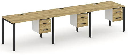 Рабочая станция односторонняя с подвесными тумбами на 3 места CN.ORS-134 B/W