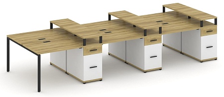 Рабочая станция на 6 мест шестью опорными тумбами CN.DRS-477 B/W