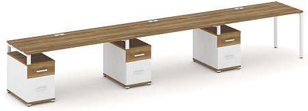 Рабочая станция на 3 места с тремя опорными тумбами CN.ORS-348 B/W