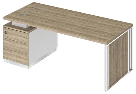 Стол руководителя на опорной тумбе с декоративной вставкой левый БР 110L