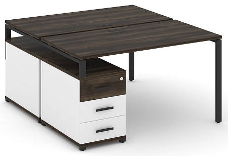Рабочая станция на 2 места с двухсторонней опорной тумбой CN.DRS-303 B/W
