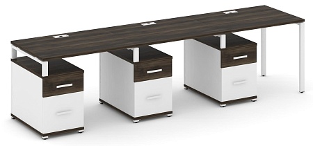 Рабочая станция на 3 места с тремя опорными тумбами CN.ORS-345 B/W