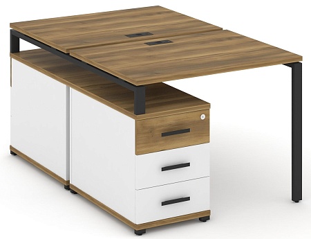Рабочая станция на 2 места с двухсторонней опорной тумбой CN.DRS-301 B/W