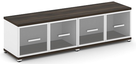 Шкаф две широкие секции, 1 ниша (4 фасада стекло прозрачное в раме, 1 ниша) CN.STS-123 RP B/W