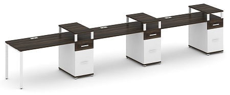 Рабочая станция на 3 места с тремя опорными тумбами CN.ORS-462 B/W