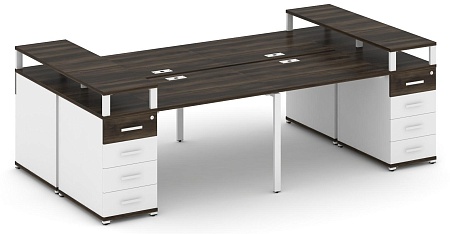 Рабочая станция на 6 мест шестью опорными тумбами CN.DRS-441 B/W