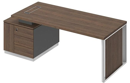 Стол руководителя на опорной тумбе с декоративной вставкой левый БР 112L