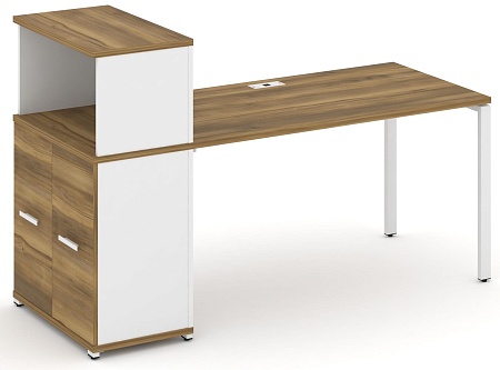 Стол рабочий с опорным распашным шкафом с надставкой низкой CN.SP-227 B/W