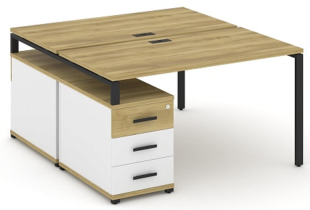 Рабочая станция на 2 места с двухсторонней опорной тумбой CN.DRS-303 B/W