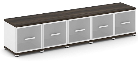 Шкаф пять узких секций, 1 ниша (5 фасадов стекло белое матовое в раме, 1 ниша) CN.STU-153 RM B/W