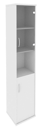 Шкаф высокий узкий правый (1 низкая дверь ЛДСП, 1 низкая дверь стекло) А.СУ-1.4 (R)