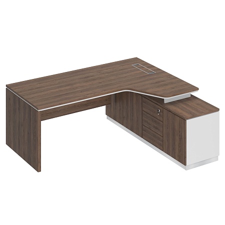 Стол руководителя эргономичный (опора ДСП) на опорной тумбе правый СИ 118