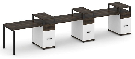 Рабочая станция на 3 места с тремя опорными тумбами CN.ORS-461 B/W