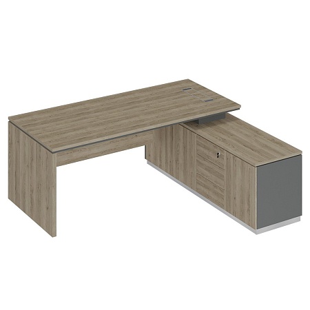 Стол руководителя (опора ДСП) на опорной тумбе правый СИ 108R