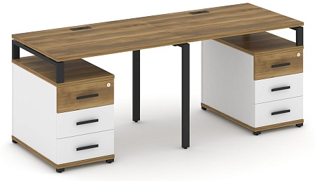 Рабочая станция на 2 места с двумя опорными тумбами CN.ORS-317 B/W