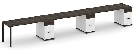 Рабочая станция на 3 места с тремя опорными тумбами CN.ORS-447 B/W