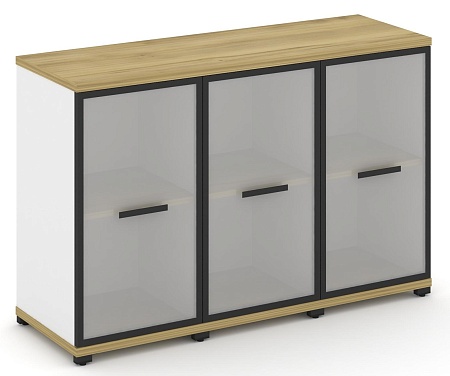 Шкаф три узкие секции, 2 ниши (3 фасада стекло белое матовое в раме, 2 ниши) CN.STU-233 RM B/W