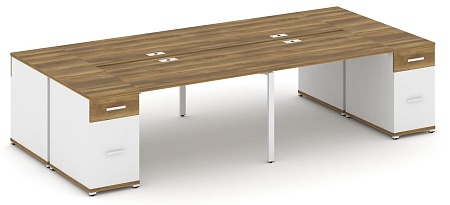 Рабочая станция на 4 места с двумя опорными тумбами CN.DRS-430 B/W