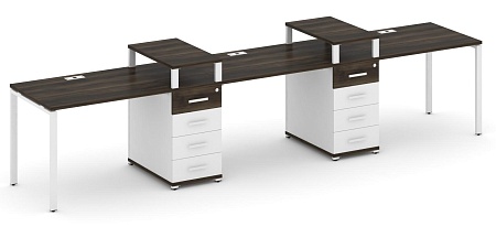 Рабочая станция на 3 места с двумя опорными тумбами CN.ORS-449 B/W