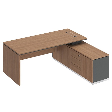 Стол руководителя (опора ДСП) на опорной тумбе правый СИ 108R