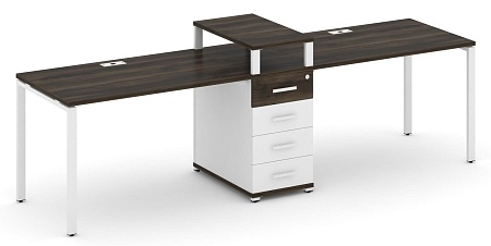 Рабочая станция на 2 места с одной опорной тумбой CN.ORS-418 B/W