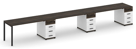 Рабочая станция на 3 места с тремя опорными тумбами CN.ORS-443 B/W