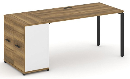 Стол рабочий с опорным распашным шкафом CN.SP-219 B/W