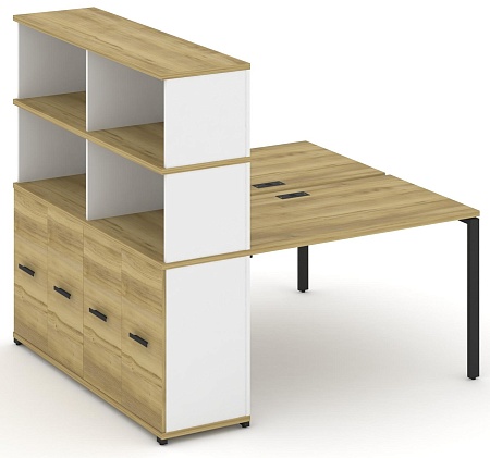 Рабочая станция с опорным распашным шкафом с надставкой высокой CN.DRS-230 B/W