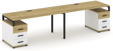 Рабочая станция на 2 места с двумя опорными тумбами CN.ORS-320 B/W
