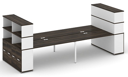 Рабочая станция с опорными распашными шкафоми с надставкой высокой CN.DRS-276 B/W