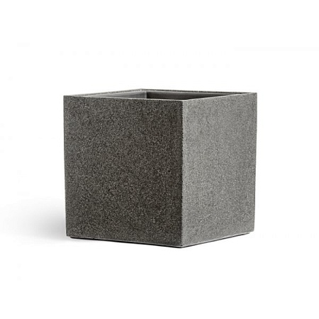 Кашпо TREEZ Effectory Stone Куб Тёмно-серый камень 50х50х50 см