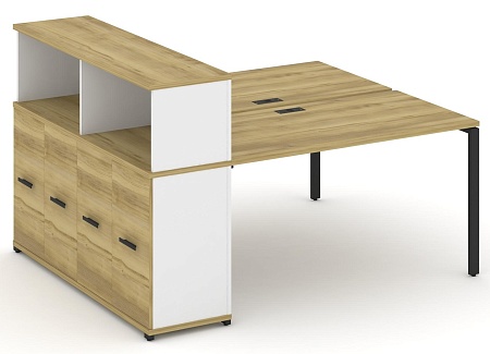 Рабочая станция с опорным распашным шкафом с надставкой низкой CN.DRS-227 B/W