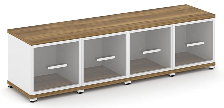 Шкаф пять узких секций, 1 ниша (4 фасада стекло прозрачное в раме, 1 ниша) CN.STU-143 RP B/W