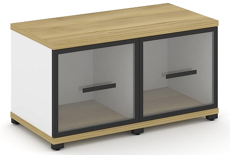 Шкаф две узкие секции, 1 ниша (2 фасада стекло прозрачное в раме, 1 ниша) CN.STU-123 RP B/W