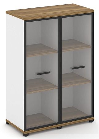 Шкаф две узкие секции, 3 ниши (2 фасада стекло прозрачное в раме, 3 ниши) CN.STU-326 RP B/W