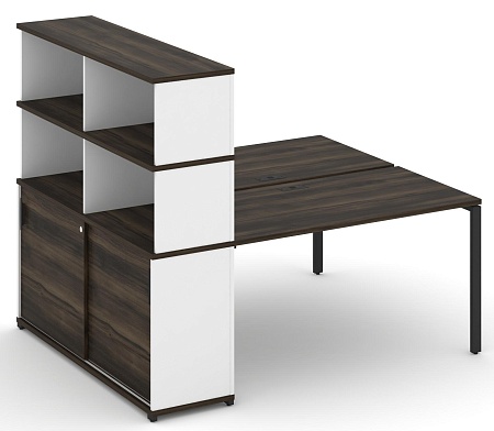Рабочая станция с опорным шкафом купе с надставкой высокой CN.DRS-243 B/W
